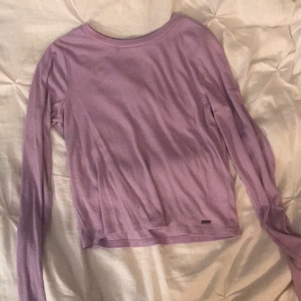 Rubbed purple long sleeve crop top